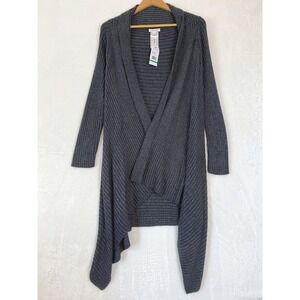 Skinnygirl Jeans Womens Charcoal Grey Cardigan Sweater Waterfall Asymmetrical L